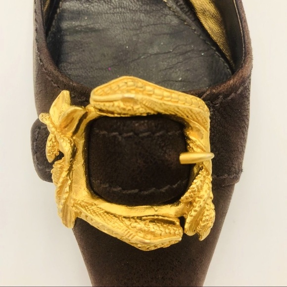 PRADA SNAKE BUCKLE GOAT SKIN d’ORSAY KITTEN PUMPS - Picture 2 of 10